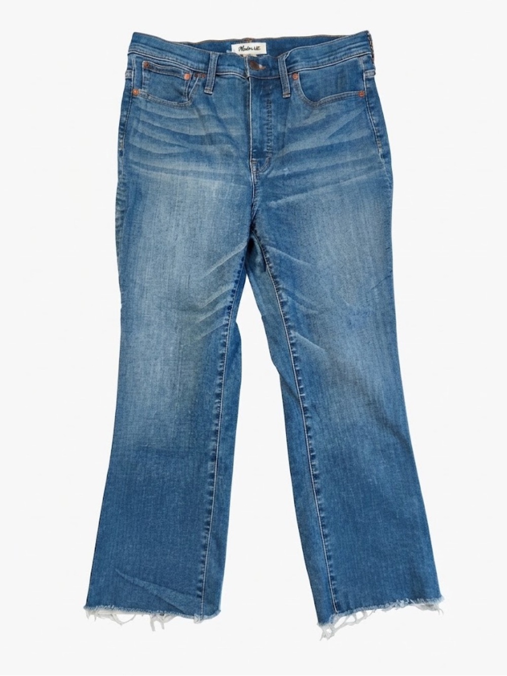 Madewell Cali Demi-Boot Crop Jeans 30 Raw Hem 90s Retro Flare Halsted Wash EUC